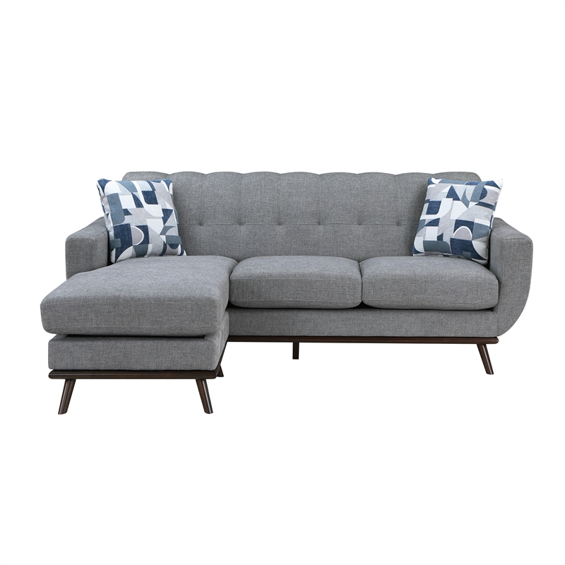 Pemberly Row Reversible Sofa Chaise with Tufted Back in Gray