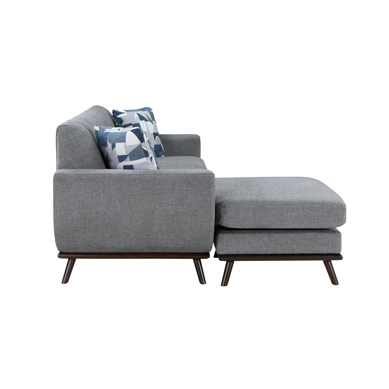 Pemberly Row Reversible Sofa Chaise with Tufted Back in Gray