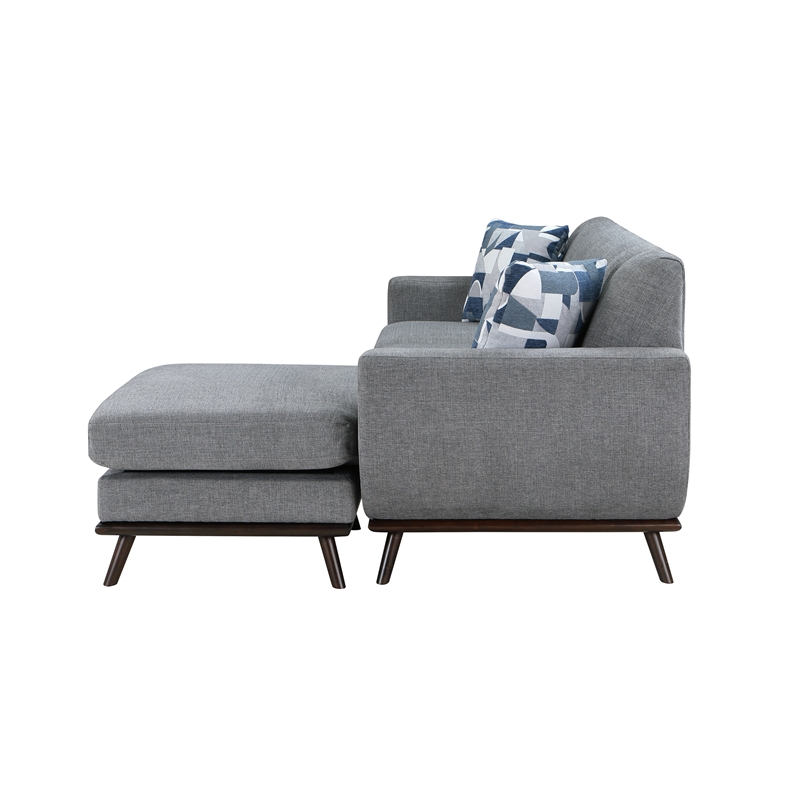 Pemberly Row Reversible Sofa Chaise with Tufted Back in Gray