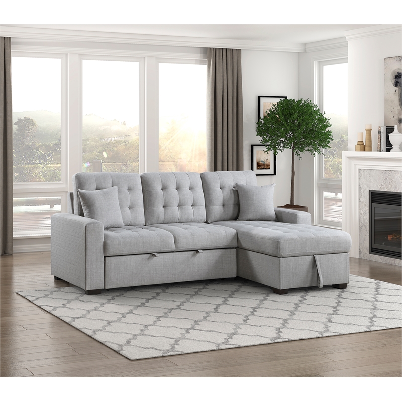 Pemberly Row 2-Piece Fabric Sectional & Right Chaise in Gray