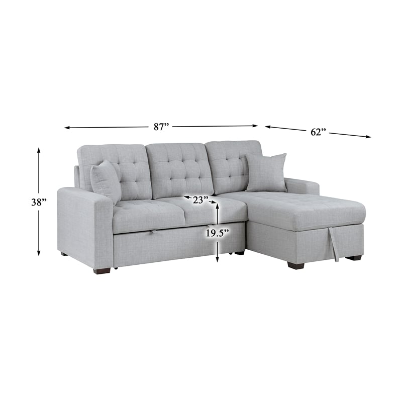 Pemberly Row 2-Piece Fabric Sectional & Right Chaise in Gray