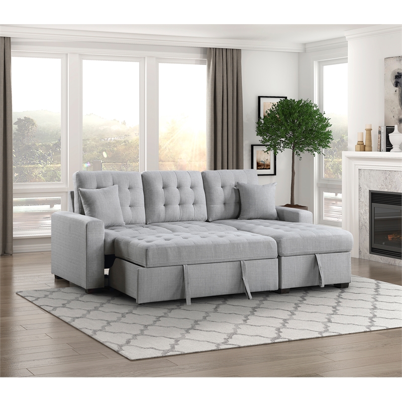 Pemberly Row 2-Piece Fabric Sectional & Right Chaise in Gray