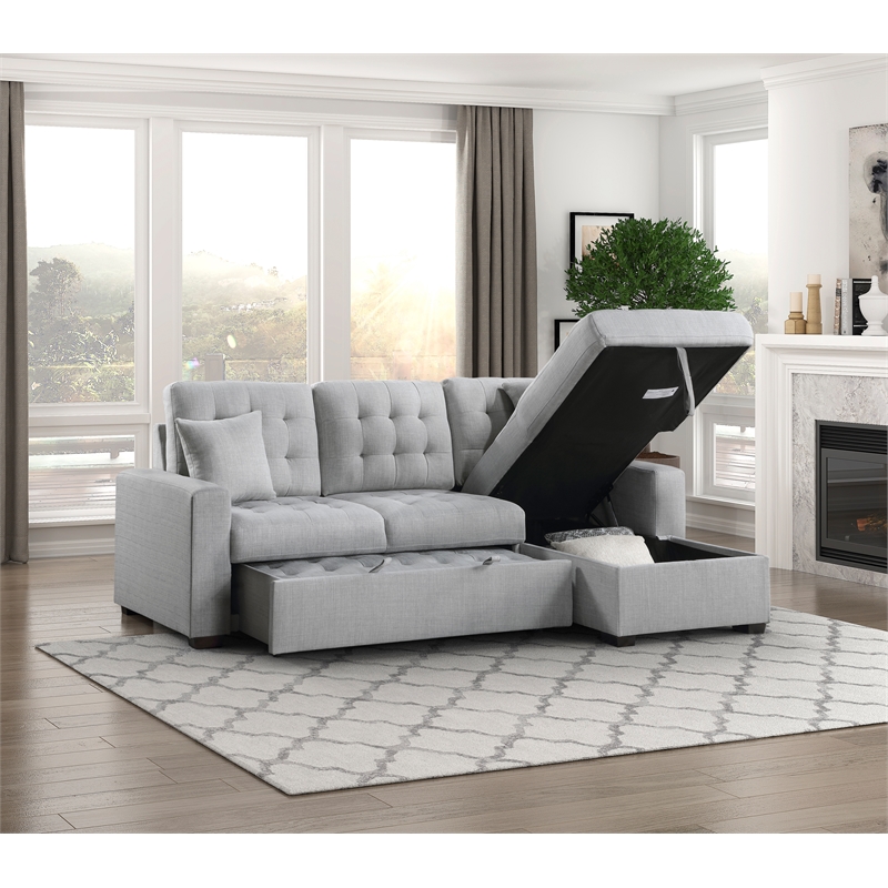 Pemberly Row 2-Piece Fabric Sectional & Right Chaise in Gray