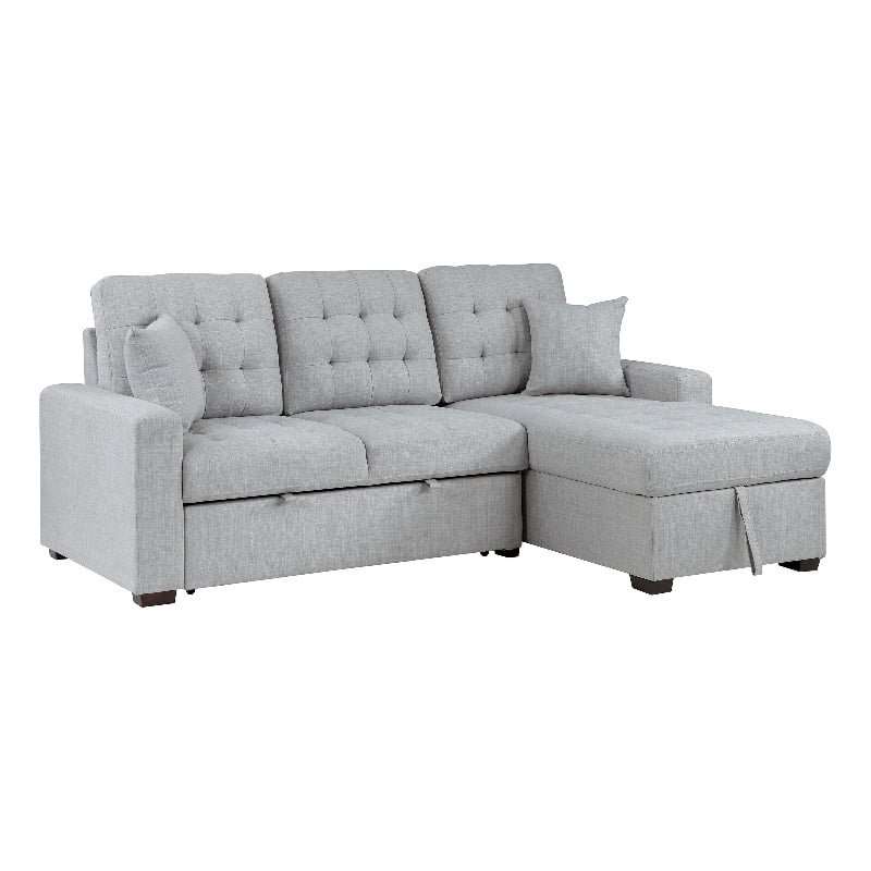 Pemberly Row 2-Piece Fabric Sectional & Right Chaise in Gray