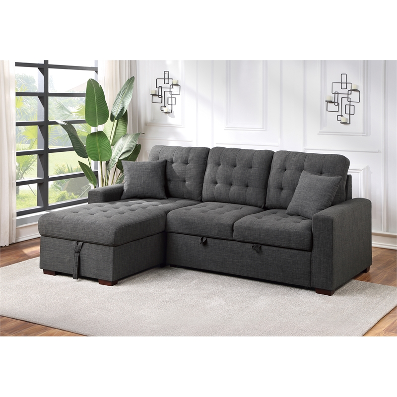 Pemberly Row 2-Piece Fabric Sectional & Left Chaise in Dark Gray