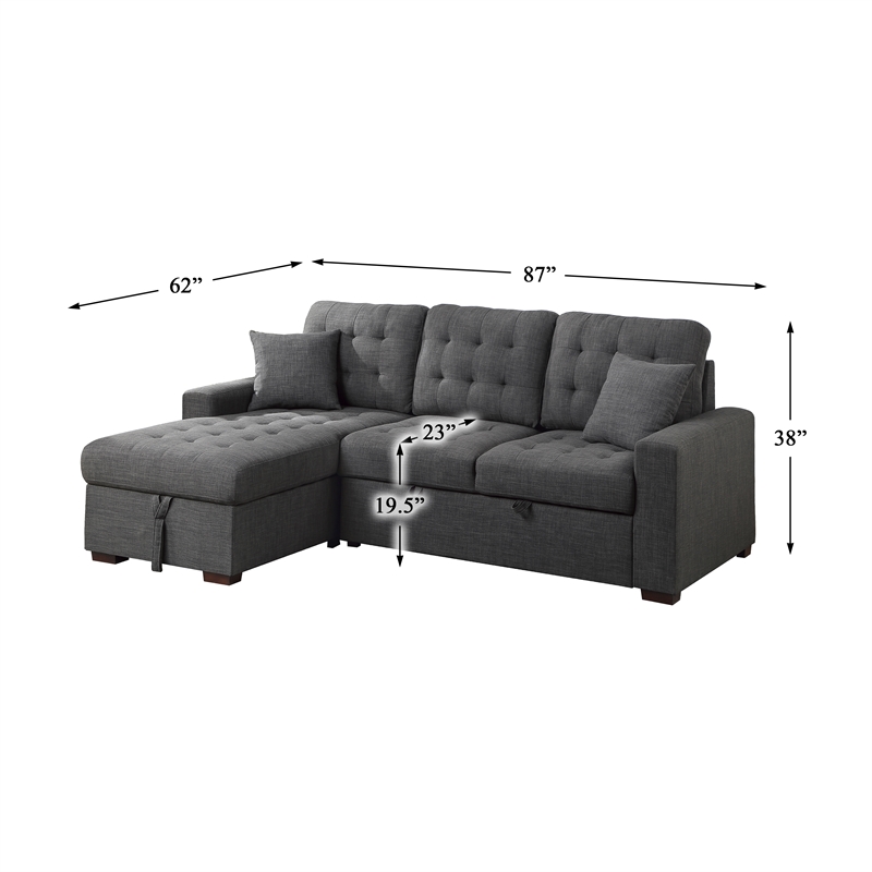 Pemberly Row 2-Piece Fabric Sectional & Left Chaise in Dark Gray