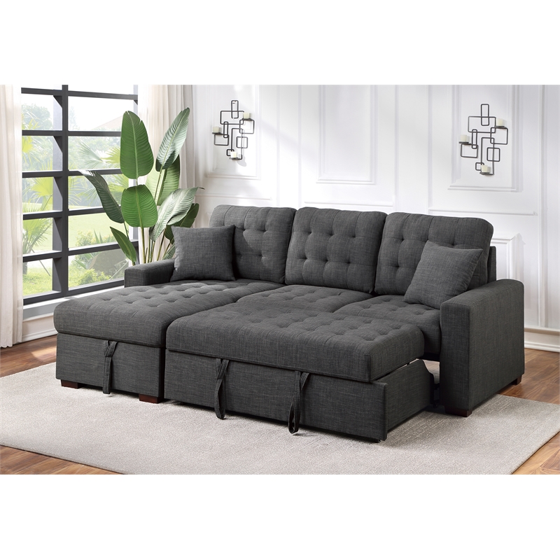 Pemberly Row 2-Piece Fabric Sectional & Left Chaise in Dark Gray