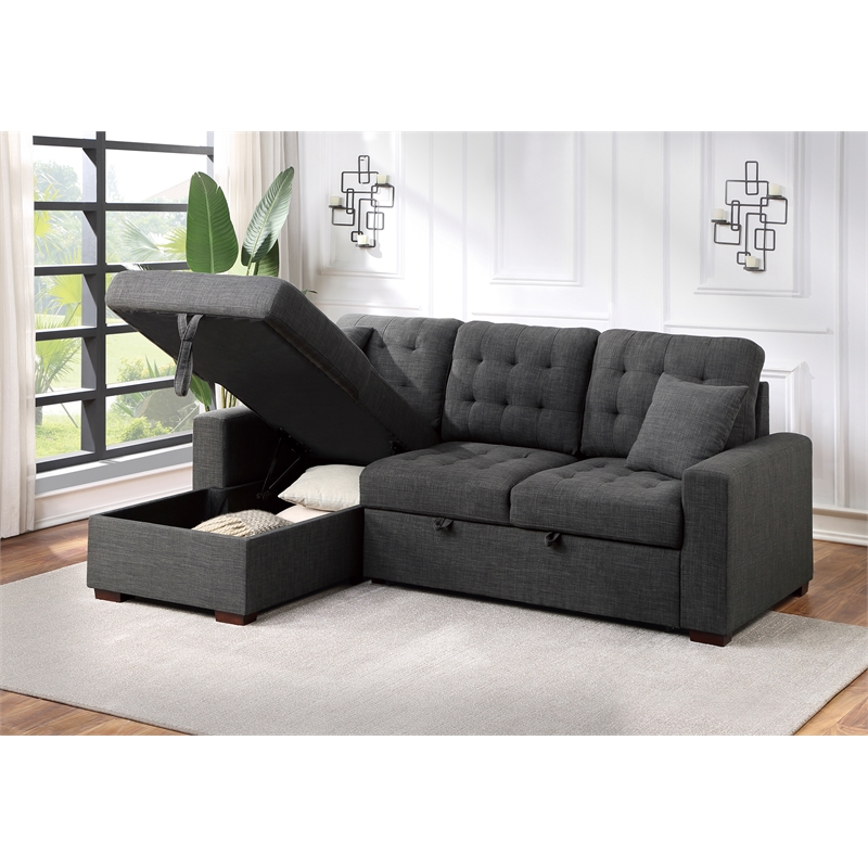 Pemberly Row 2-Piece Fabric Sectional & Left Chaise in Dark Gray