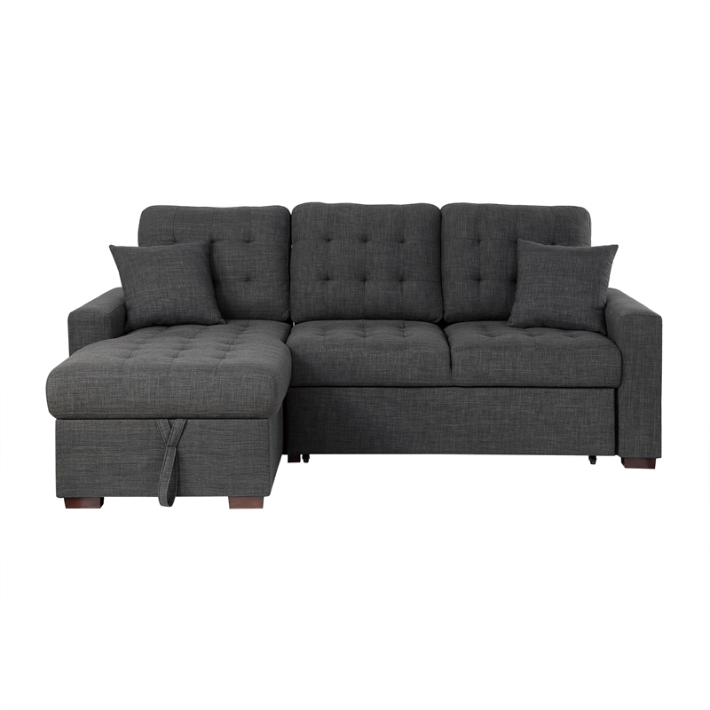 Pemberly Row 2-Piece Fabric Sectional & Left Chaise in Dark Gray