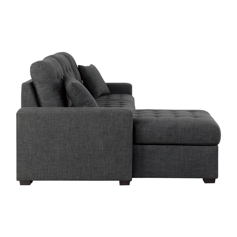 Pemberly Row 2-Piece Fabric Sectional & Left Chaise in Dark Gray