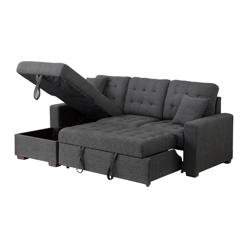 Pemberly Row 2-Piece Fabric Sectional & Left Chaise in Dark Gray
