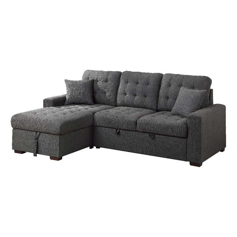 Pemberly Row 2-Piece Fabric Sectional & Left Chaise in Dark Gray