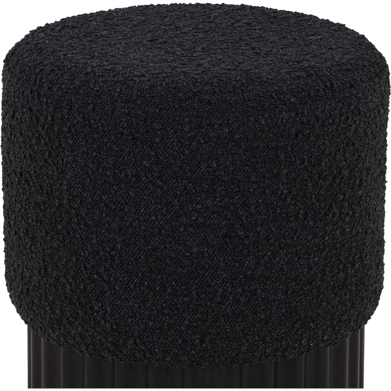 Pemberly Row Contemporary Boucle Fabric Ottoman/Stool in Black