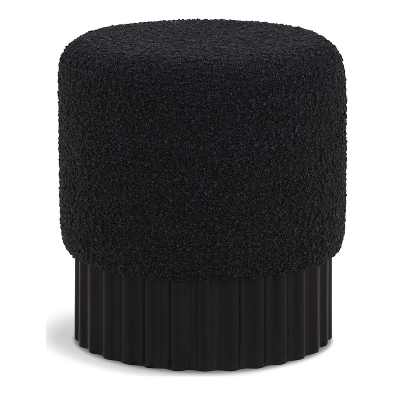 Pemberly Row Contemporary Boucle Fabric Ottoman/Stool in Black