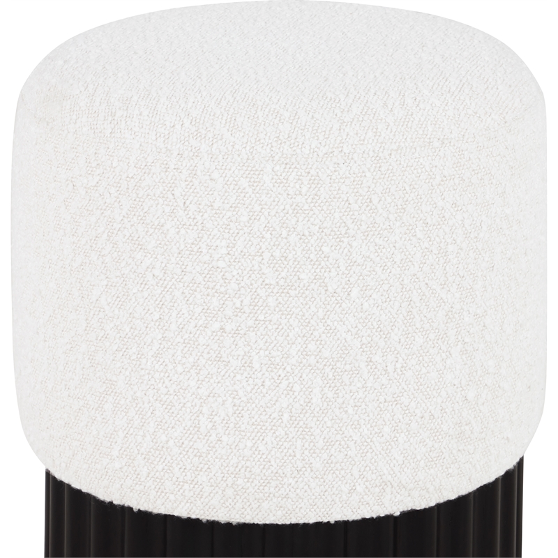 Pemberly Row Contemporary Boucle Fabric Ottoman/Stool in Cream/Black