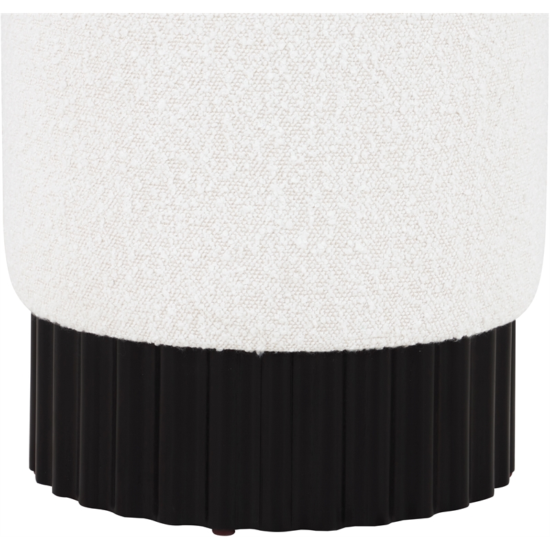 Pemberly Row Contemporary Boucle Fabric Ottoman/Stool in Cream/Black