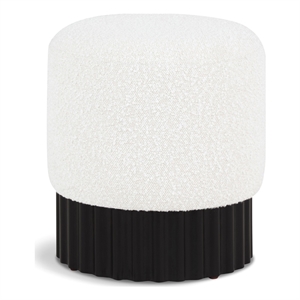 Pemberly Row Contemporary Boucle Fabric Ottoman/Stool in Cream/Black