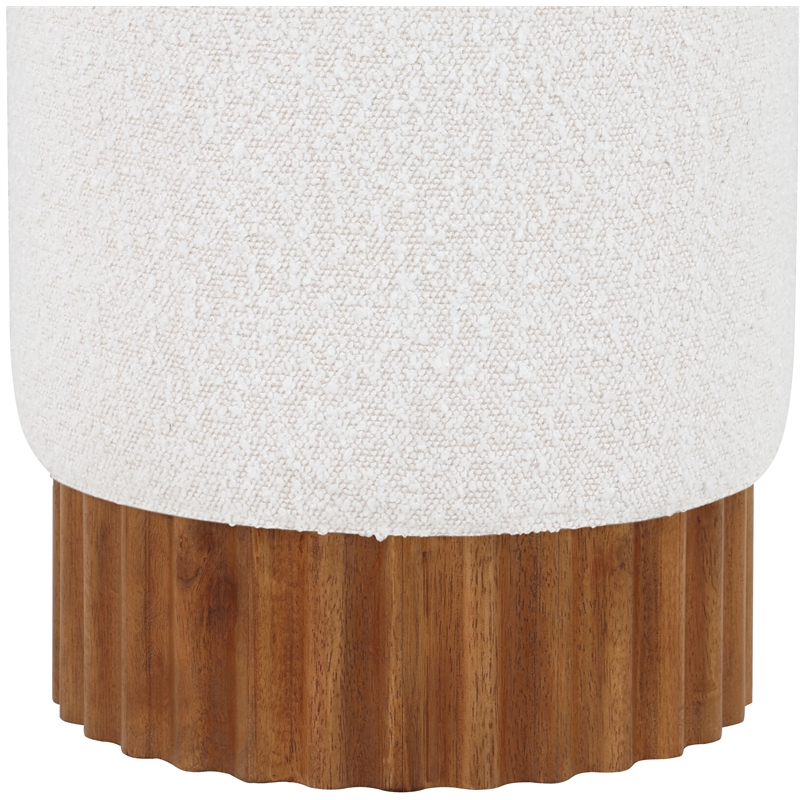 Pemberly Row Contemporary Boucle Fabric Ottoman/Stool in Cream/Brown