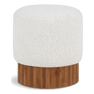 Pemberly Row Contemporary Boucle Fabric Ottoman/Stool in Cream/Brown
