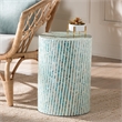 Pemberly Row Wood & Mother of Pearl End Table in White and Blue
