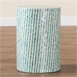 Pemberly Row Wood & Mother of Pearl End Table in White and Blue