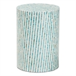 Pemberly Row Wood & Mother of Pearl End Table in White and Blue