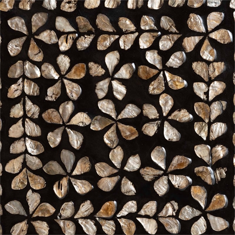 Pemberly Row Wood & Mother of Pearl End Table in Black and Bronze