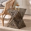 Pemberly Row Wood & Mother of Pearl End Table in Black and Bronze