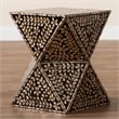 Pemberly Row Wood & Mother of Pearl End Table in Black and Bronze