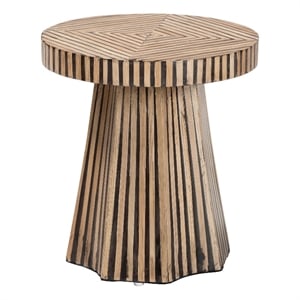 Pemberly Row Round Bamboo End Table in Natural and Dark Brown