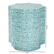 Pemberly Row Octagon Wood & Mother of Pearl End Table in Blue