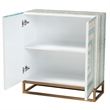 Pemberly Row Mother of Pearl & Metal Storage Cabinet in Beige/Blue
