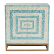 Pemberly Row Mother of Pearl & Metal Storage Cabinet in Beige/Blue