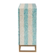 Pemberly Row Mother of Pearl & Metal Storage Cabinet in Beige/Blue