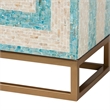Pemberly Row Mother of Pearl & Metal Storage Cabinet in Beige/Blue