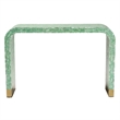 Pemberly Row Wood & Mother of Pearl Console Table in Seafoam Green