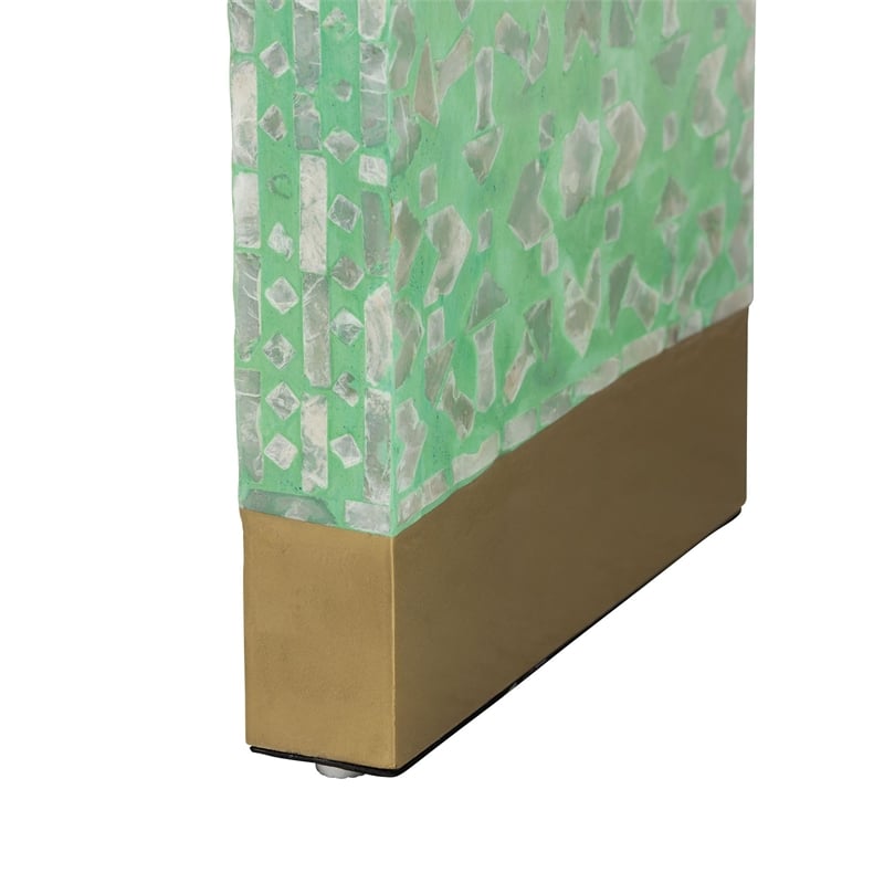 Pemberly Row Wood & Mother of Pearl Console Table in Seafoam Green