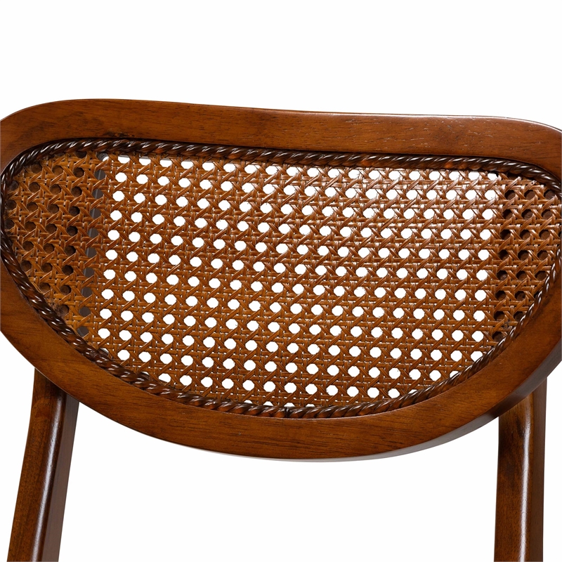 Pemberly Row Contemporary 5-Piece Wood & Rattan Dining Set in Brown