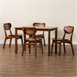 Pemberly Row Contemporary 5-Piece Wood & Rattan Dining Set in Brown
