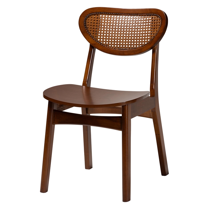 Pemberly Row Contemporary 5-Piece Wood & Rattan Dining Set in Brown