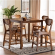 Pemberly Row 5-Piece Mid-Century Rattan & Wood Pub Set in Brown
