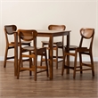 Pemberly Row 5-Piece Mid-Century Rattan & Wood Pub Set in Brown