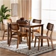 Pemberly Row Contemporary 5-Piece Wood & Rattan Dining Set in Brown