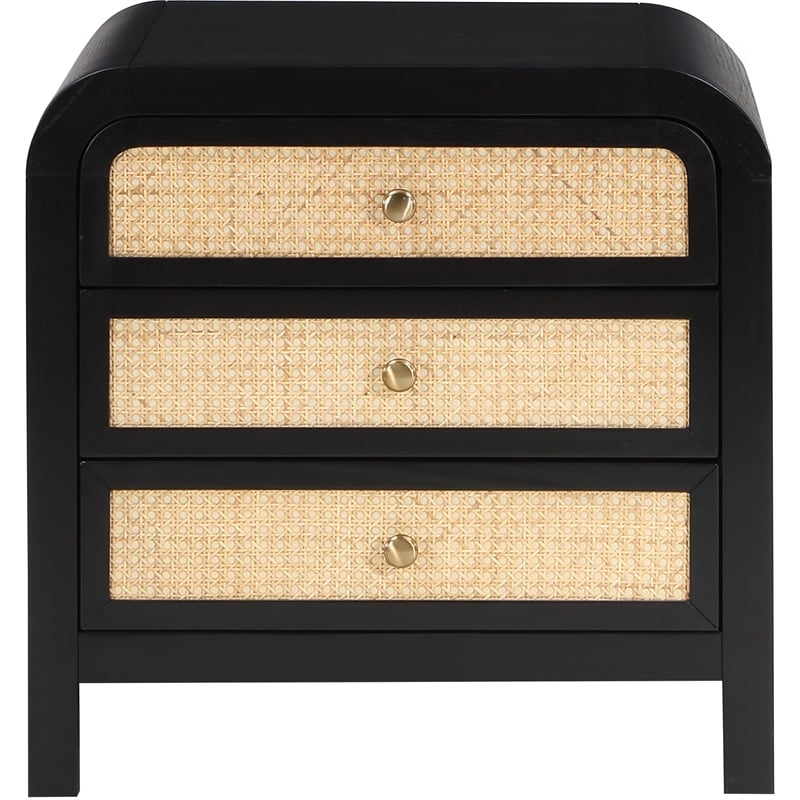 Pemberly Row Modern / Contemporary Ash Wood Black Night Stand