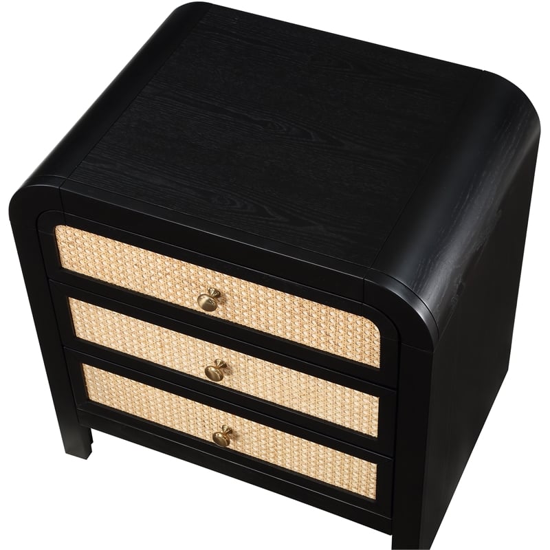 Pemberly Row Modern / Contemporary Ash Wood Black Night Stand