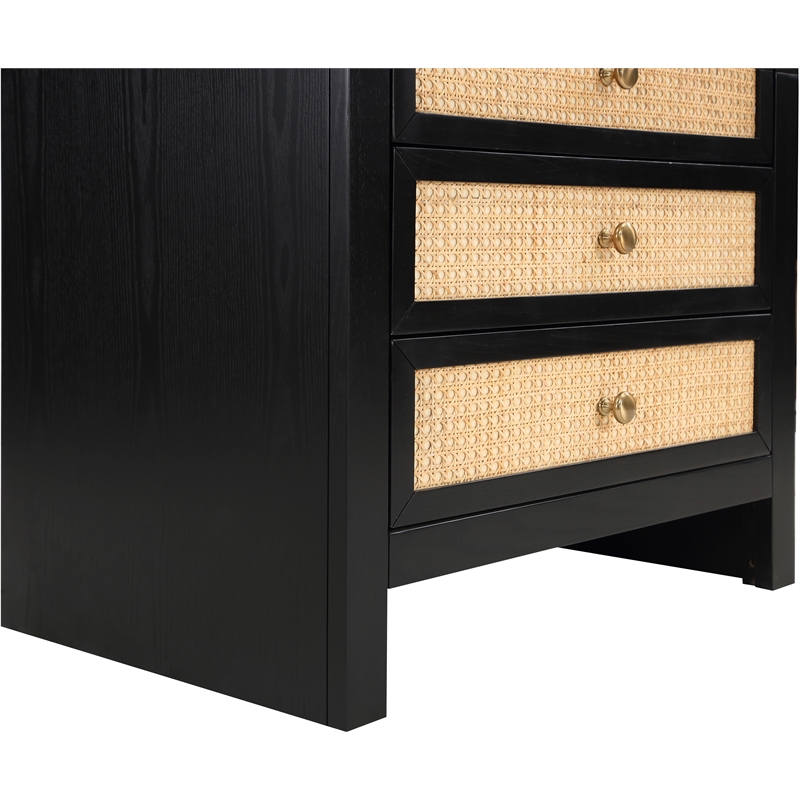 Pemberly Row Modern / Contemporary Ash Wood Black Night Stand