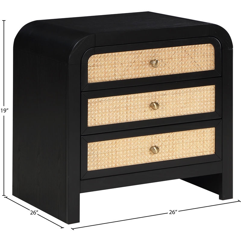 Pemberly Row Modern / Contemporary Ash Wood Black Night Stand