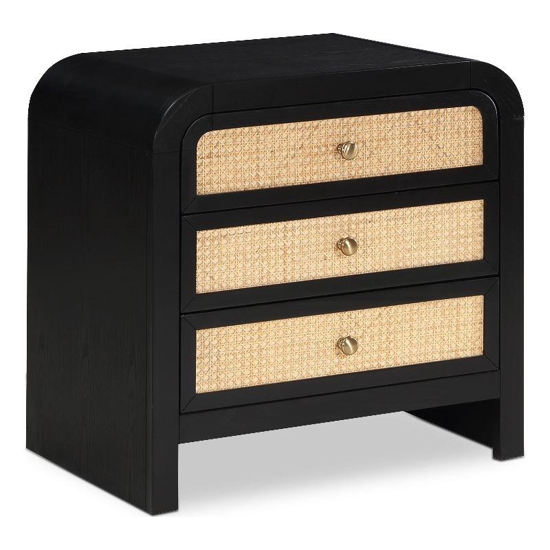 Pemberly Row Modern / Contemporary Ash Wood Black Night Stand