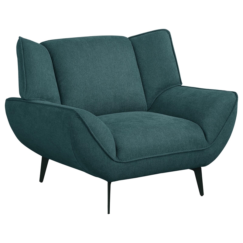 Pemberly Row Mid-Century Fabric Upholstered Wing Back Chair in Teal