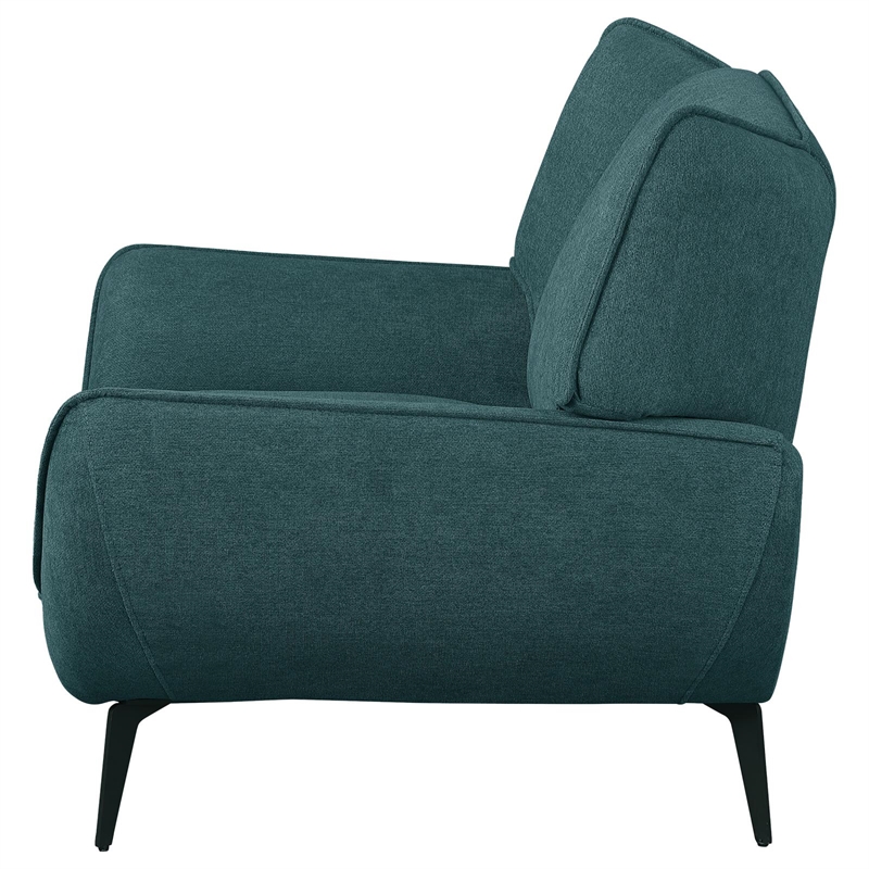 Pemberly Row Mid-Century Fabric Upholstered Wing Back Chair in Teal